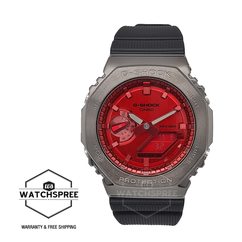 Casio G-Shock Standard-Bearer Metal-Clad Octagonal Black Resin Band Watch GM2100B-4A GM-2100B-4A Watchspree