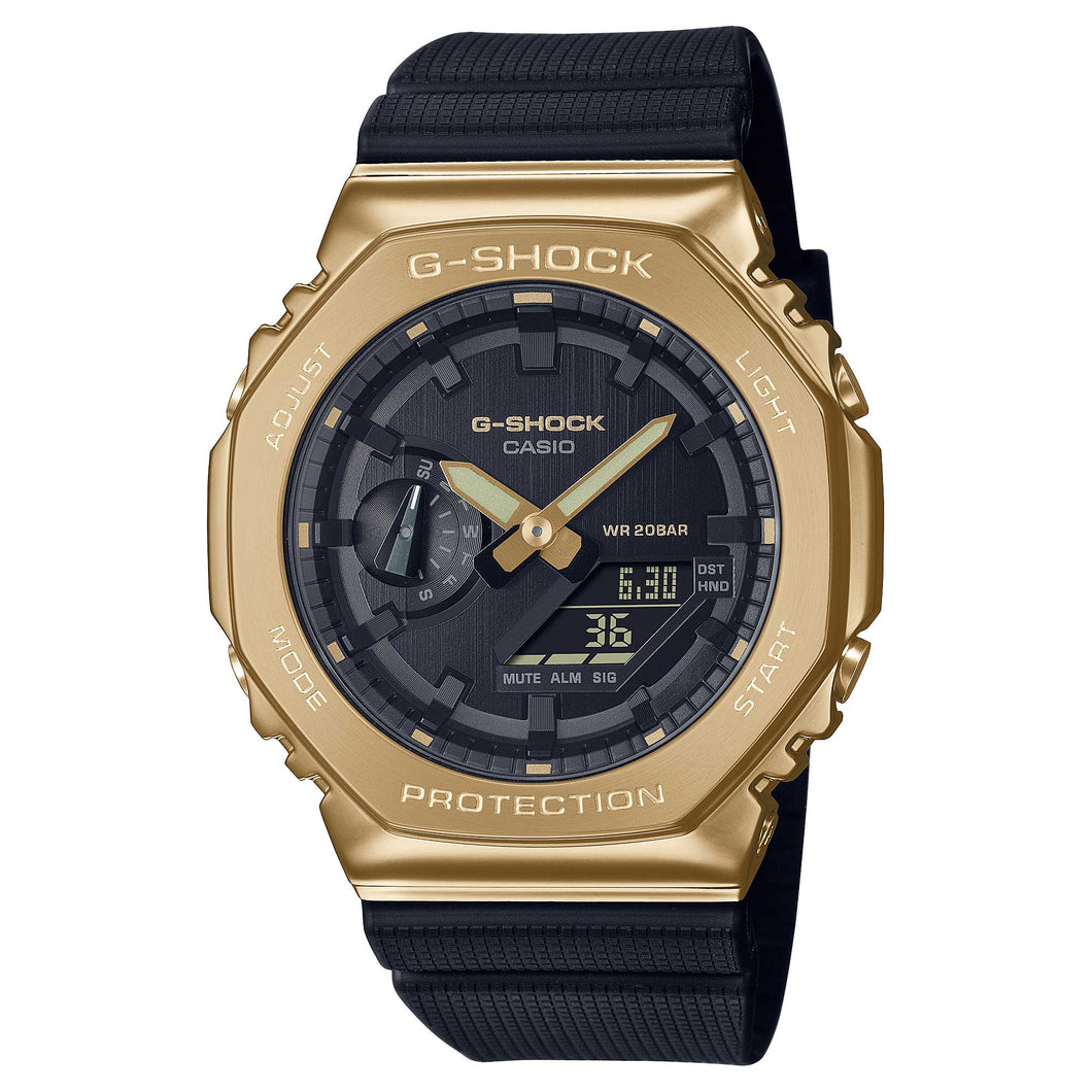 Casio G-Shock Standard-Bearer Metal-Clad Octagonal Black Resin Band Watch GM2100G-1A9 GM-2100G-1A9 Watchspree