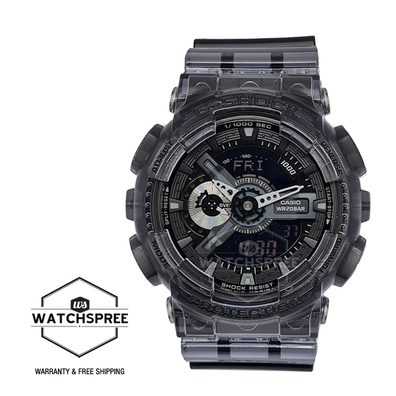 Casio G-Shock Transparent Pack Series GA-110 Lineup Grey Semi-Transparent Resin Band Watch GA110SKE-8A GA-110SKE-8A Watchspree