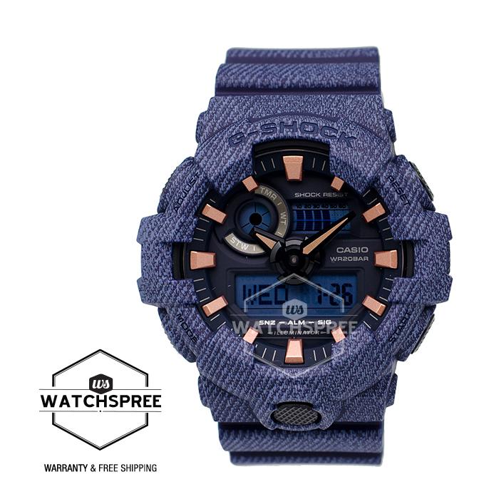 Casio G-Shock Vew DENIM‚Äö√†√∂¬¨¬¢‚Äö√Ñ√∂‚àö√°¬¨¬Æ‚Äö√Ñ√∂‚àö√´¬¨¬¢D COLOR Limited Models Dark Blue Resin Band Watch GA700DE-2A Watchspree