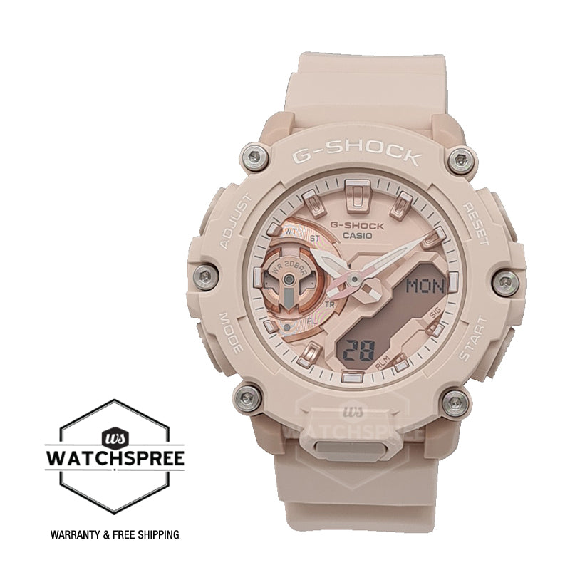 Casio G-Shock for Ladies' Carbon Core Guard Structure Light Peach Resin Band Watch GMAS2200M-4A GMA-S2200M-4A Watchspree