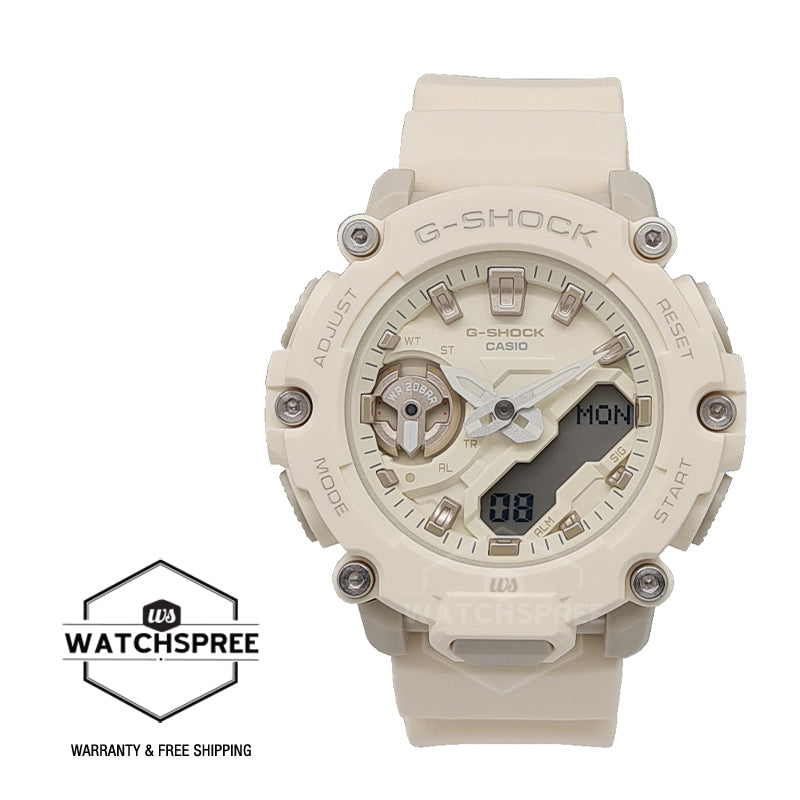 Casio G-Shock for Ladies' Carbon Core Guard Structure Off-White Resin Band Watch GMAS2200-7A GMA-S2200-7A Watchspree