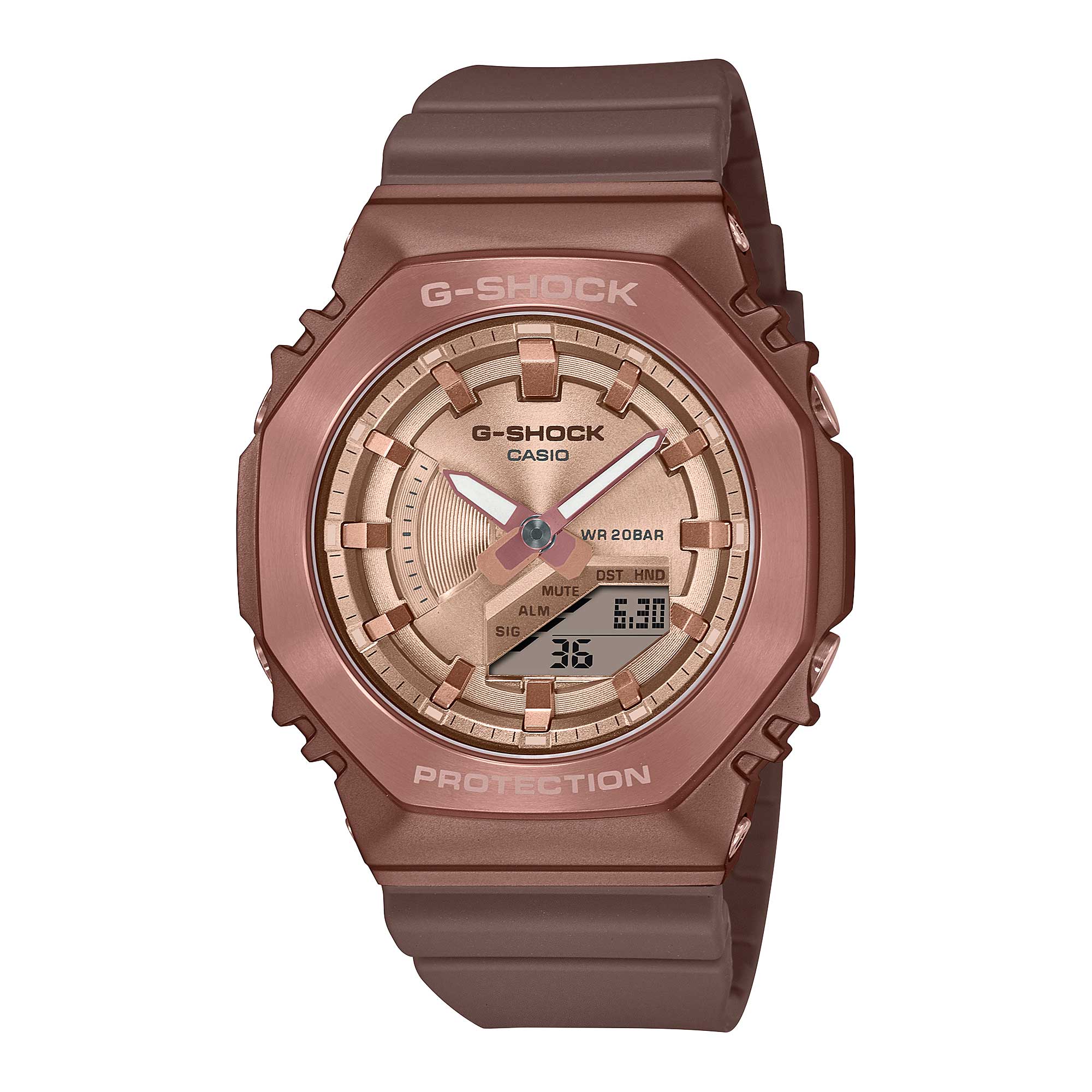 Casio G-Shock for Ladies' Metal-Clad Octagonal Bronze Resin Band Watch GMS2100BR-5A GM-S2100BR-5A Watchspree