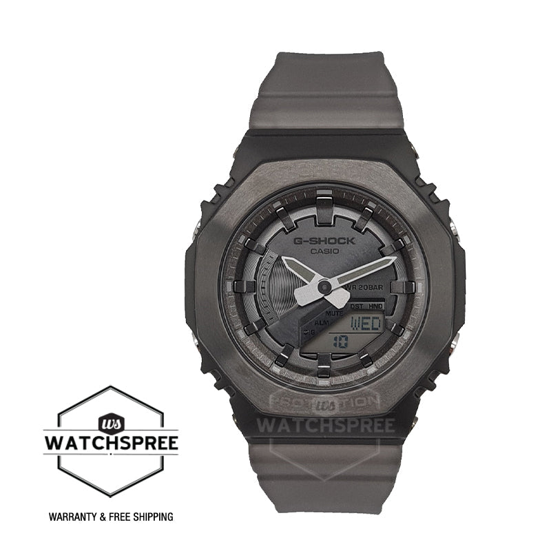 Casio G-Shock for Ladies' Metal-Covered Midnight Fog Series Grey Translucent Resin Band Watch GMS2100MF-1A GM-S2100MF-1A Watchspree