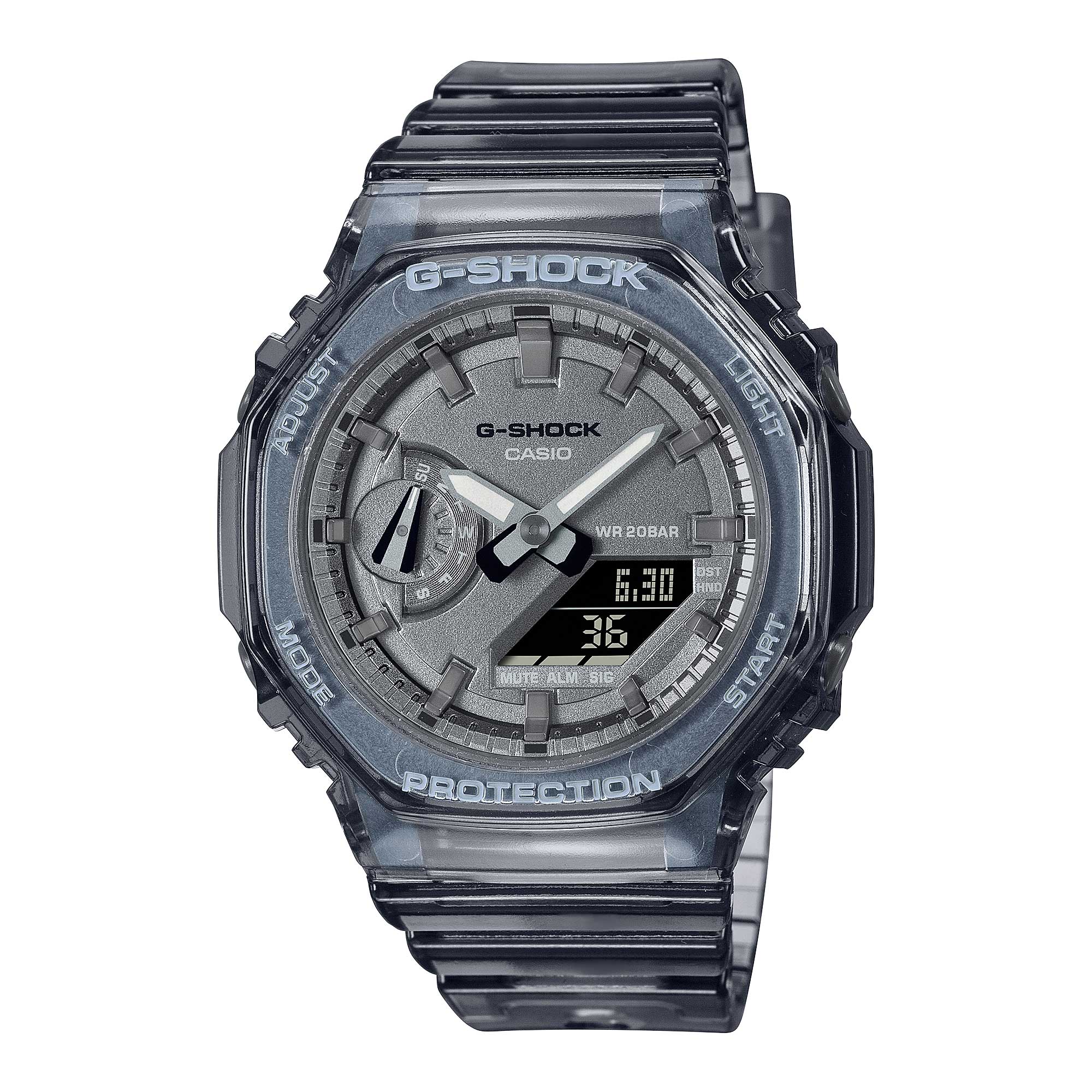 Casio G-Shock for Ladies' Metallic Translucent Design Series Carbon Core Guard Structure Black Translucent Resin Band Watch GMAS2100SK-1A GMA-S2100SK-1A Watchspree