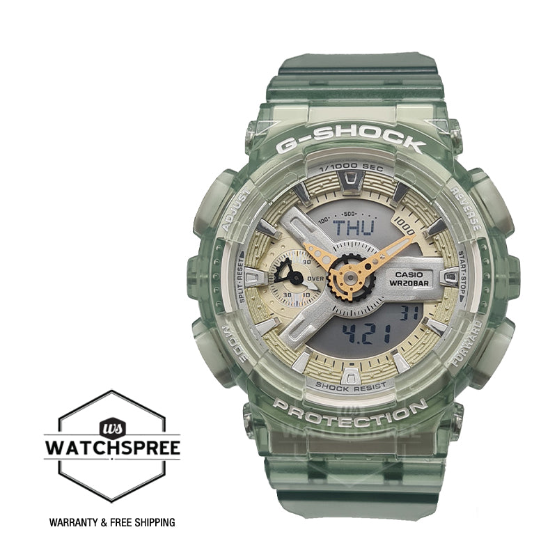 Casio G-Shock for Ladies' See-Through Subtle Green Resin Band Watch GMAS110GS-3A GMA-S110GS-3A Watchspree