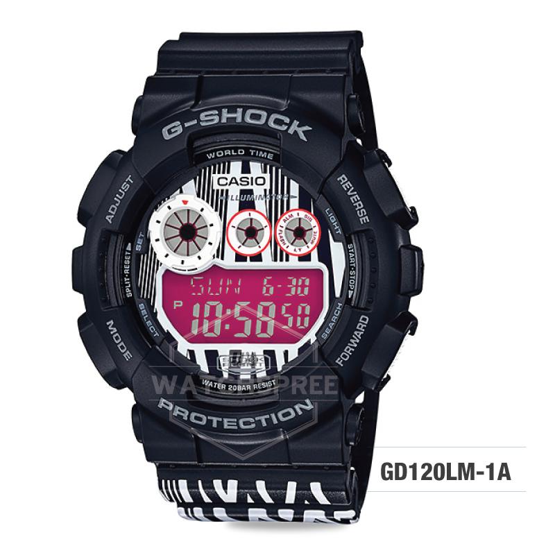 Casio G-Shock x Marok Limited Model Black and White Resin Band Watch GD120LM-1A GD-120LM-1A Watchspree