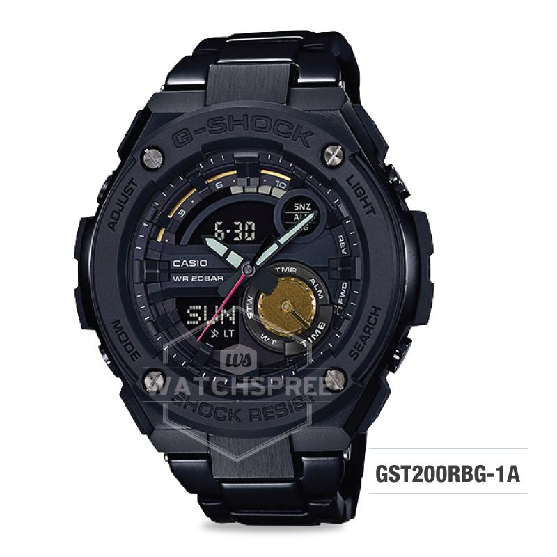 Casio G-Shock x Robert Geller Limited Models G-STEEL GST-200 Black IP Stainless Steel Band Watch GST200RBG-1A Watchspree