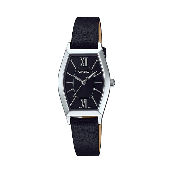 Casio Ladies' Analog Black Leather Band Watch LTPE167L-1A LTP-E167L-1A Watchspree