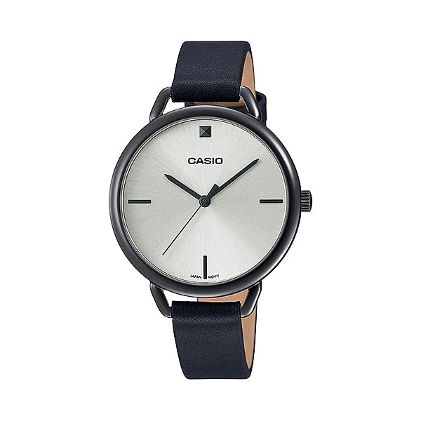 Casio Ladies' Analog Black Leather Strap Watch LTPE415GRL-1C LTP-E415GRL-1C Watchspree