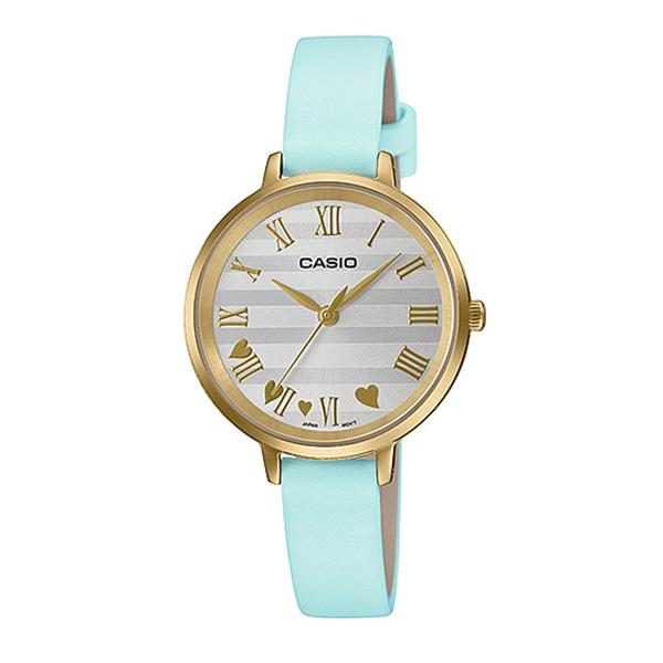 Casio Ladies' Analog Blue Leather Band Watch LTPE160GL-2A LTP-E160GL-2A Watchspree