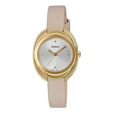 Casio Ladies' Analog Cream Leather Strap Watch LTPE166GL-7C LTP-E166GL-7C Watchspree