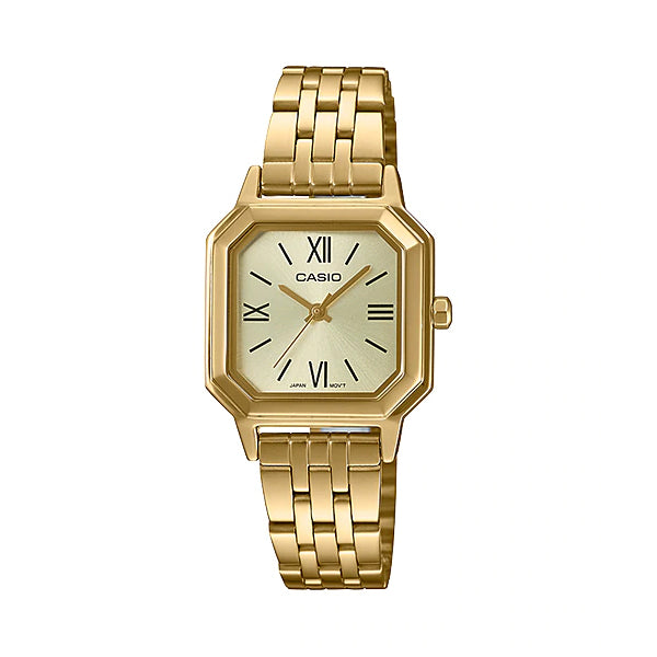 Casio Ladies' Analog Gold Ion Plated Stainless Steel Band Watch LTPE169G-9B LTP-E169G-9B Watchspree