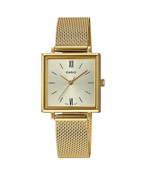 Casio Ladies' Analog Gold Ion Plated Stainless Steel Mesh Band Watch LTPE155MG-9B LTP-E155MG-9B Watchspree