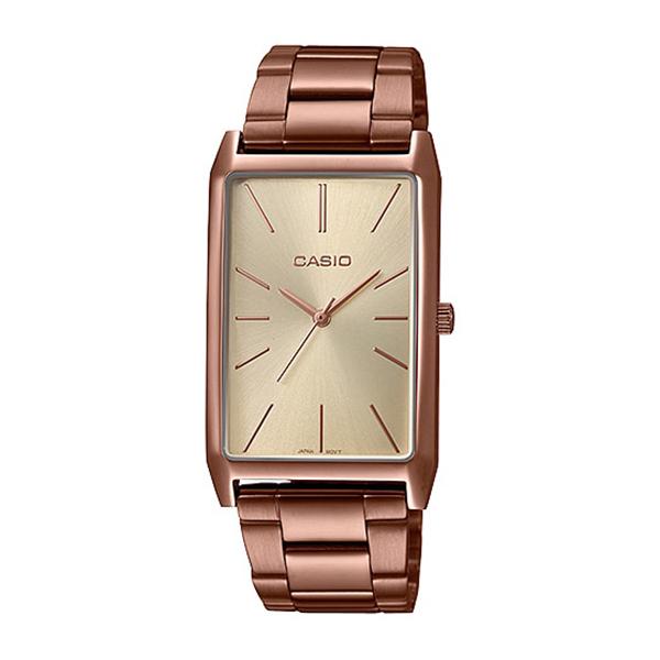 Casio Ladies' Analog Rose Gold Ion Plated Stainless Steel Band Watch LTPE156R-9A LTP-E156R-9A Watchspree