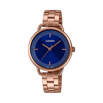 Casio Ladies' Analog Rose Gold Ion Plated Stainless Steel Band Watch LTPE413PG-2A LTP-E413PG-2A Watchspree