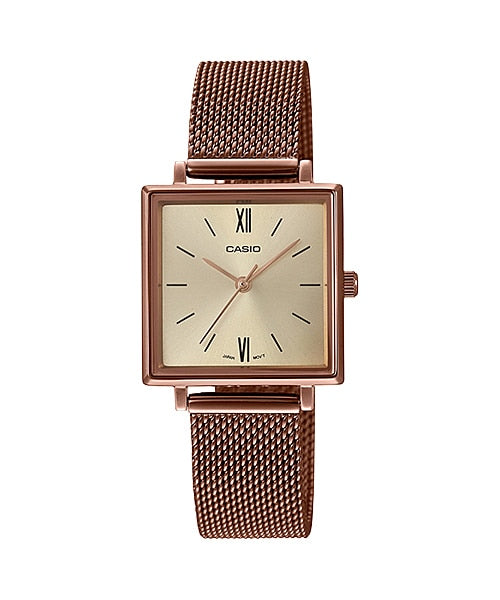 Casio Ladies' Analog Rose Gold Stainless Steel Band Watch LTPE155MR-9B LTP-E155MR-9B Watchspree