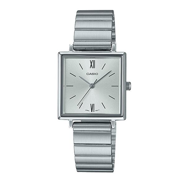 Casio Ladies' Analog Silver Stainless Steel Band Watch LTPE155D-7B LTP-E155D-7B Watchspree
