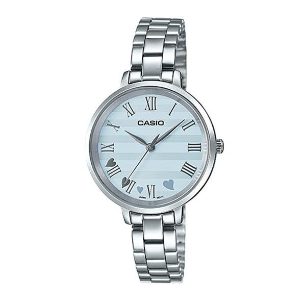 Casio Ladies' Analog Silver Stainless Steel Band Watch LTPE160D-2A LTP-E160D-2A Watchspree