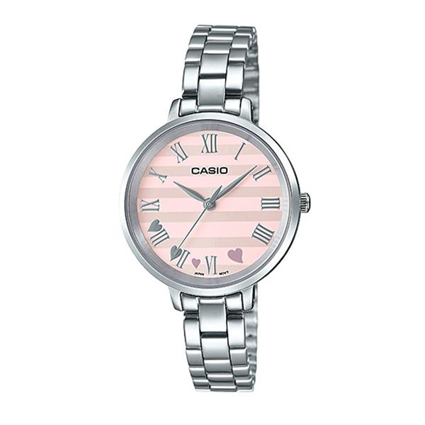 Casio Ladies' Analog Silver Stainless Steel Band Watch LTPE160D-4A LTP-E160D-4A Watchspree