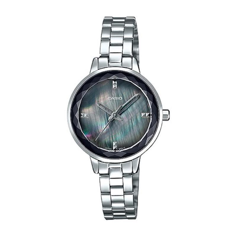 Casio Ladies' Analog Silver Stainless Steel Band Watch LTPE162D-1A LTP-E162D-1A Watchspree