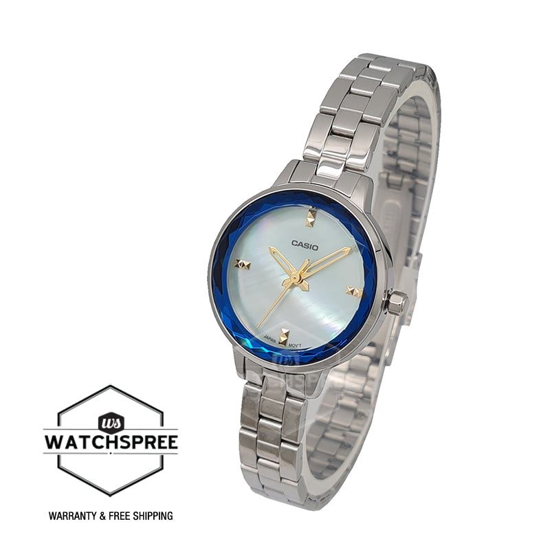 Casio Ladies' Analog Silver Stainless Steel Band Watch LTPE162D-2A LTP-E162D-2A Watchspree