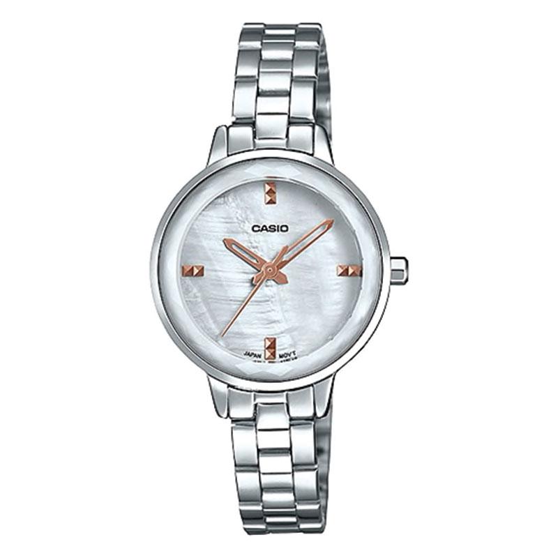 Casio Ladies' Analog Silver Stainless Steel Band Watch LTPE162D-7A LTP-E162D-7A Watchspree