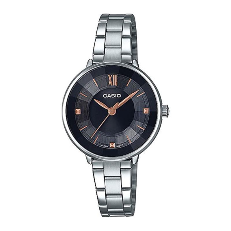 Casio Ladies' Analog Silver Stainless Steel Band Watch LTPE163D-1A LTP-E163D-1A Watchspree