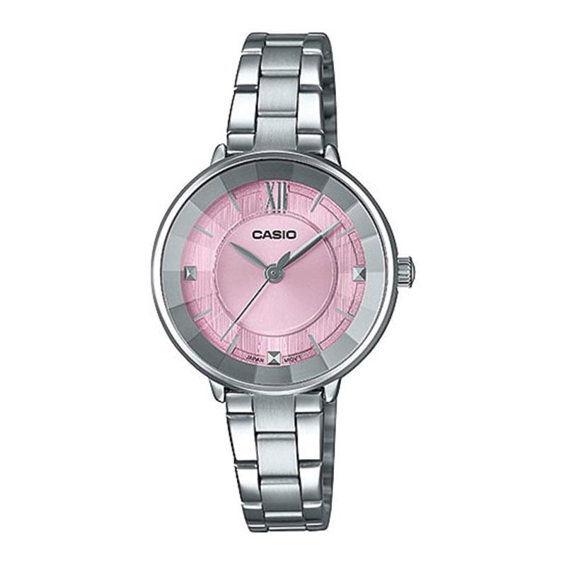 Casio Ladies' Analog Silver Stainless Steel Band Watch LTPE163D-4A LTP-E163D-4A Watchspree