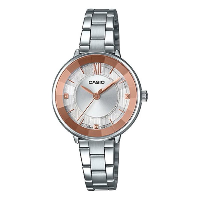Casio Ladies' Analog Silver Stainless Steel Band Watch LTPE163D-7A2 LTP-E163D-7A2 Watchspree