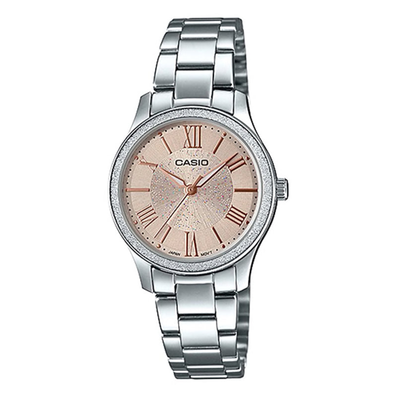 Casio Ladies' Analog Silver Stainless Steel Band Watch LTPE164D-9A LTP-E164D-9A Watchspree