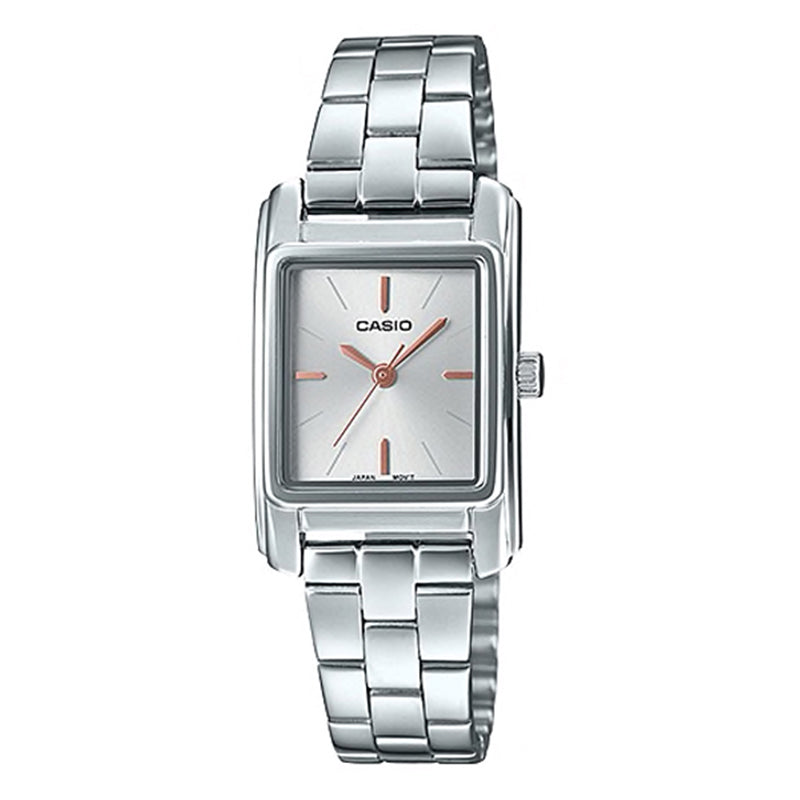 Casio Ladies' Analog Silver Stainless Steel Band Watch LTPE165D-7A LTP-E165D-7A Watchspree