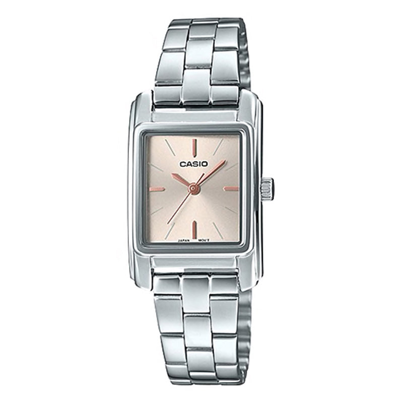 Casio Ladies' Analog Silver Stainless Steel Band Watch LTPE165D-9A LTP-E165D-9A Watchspree