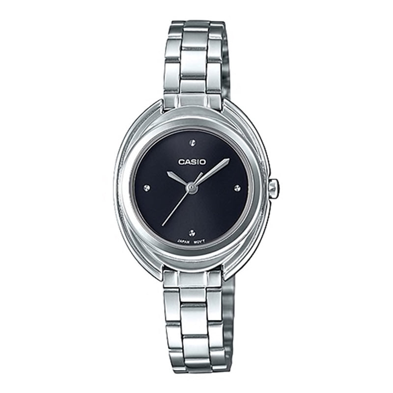 Casio Ladies' Analog Silver Stainless Steel Band Watch LTPE166D-1C LTP-E166D-1C Watchspree