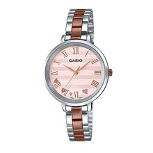Load image into Gallery viewer, Casio Ladies&#39; Analog Two Tone Rose Gold Ion Plated Stainless Steel Band Watch LTPE160RG-4A LTP-E160RG-4A Watchspree
