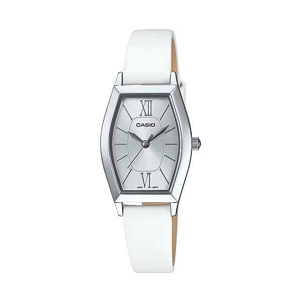 Casio Ladies' Analog White Leather Band Watch LTPE167L-7A LTP-E167L-7A Watchspree