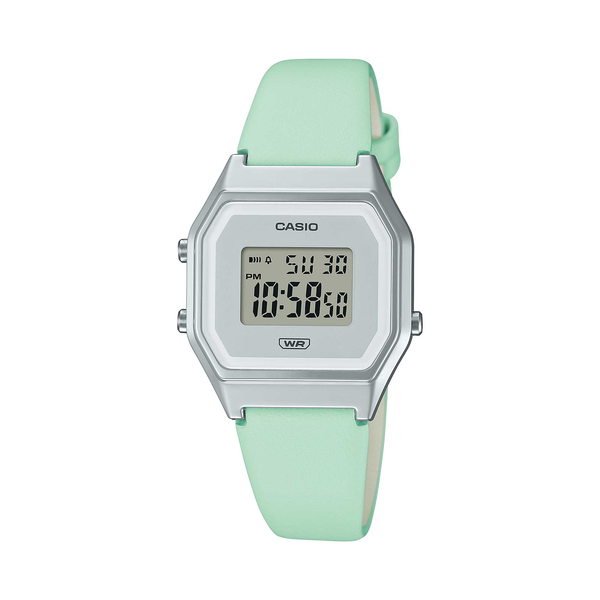 Casio Ladies' Digital Mint Green Leather Strap Watch LA680WEL-3D LA680WEL-3 Watchspree