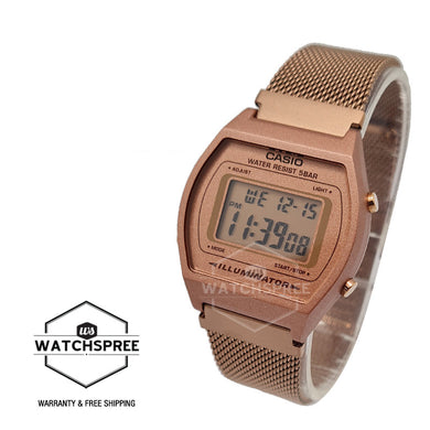 Casio Ladies' Digital Rose Gold Ion Plated Stainless Steel Mesh Band Watch B640WMR-5A Watchspree