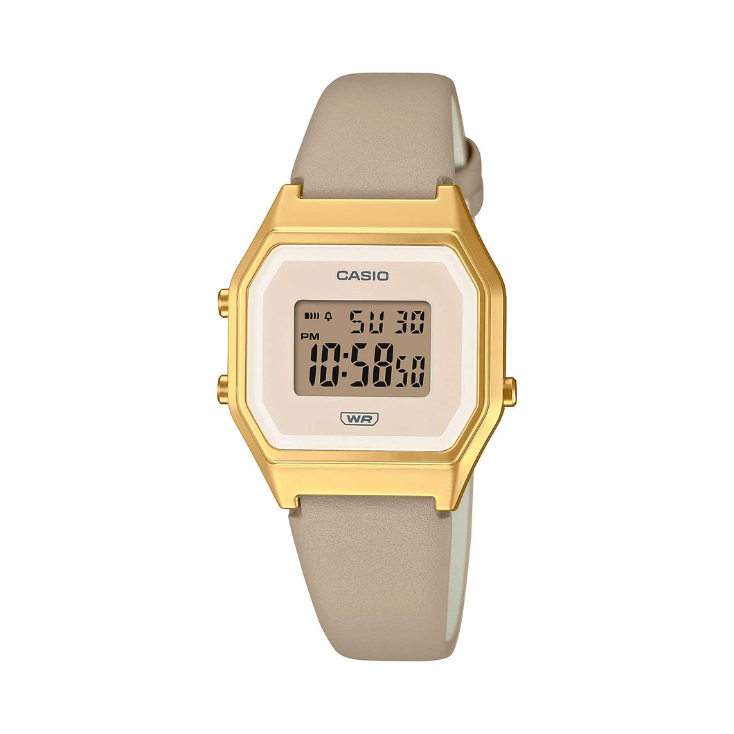 Casio Ladies' Digital Sand Leather Strap Watch LA680WEGL-5D LA680WEGL-5 Watchspree