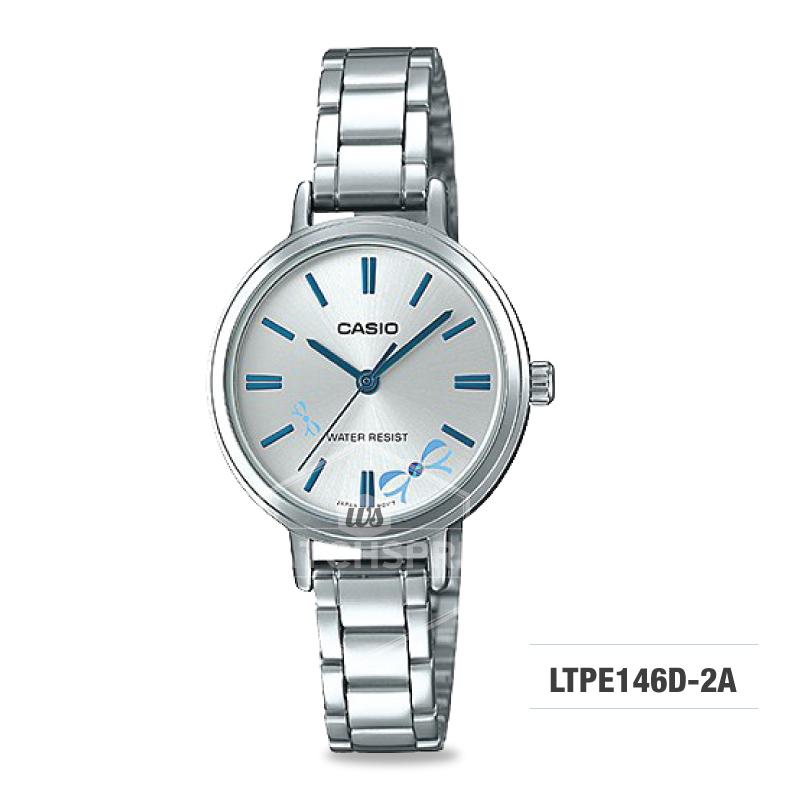 Casio Ladies' Fashion Standard Analog Silver Stainless Steel Watch LTPE146D-2A LTP-E146D-2A Watchspree
