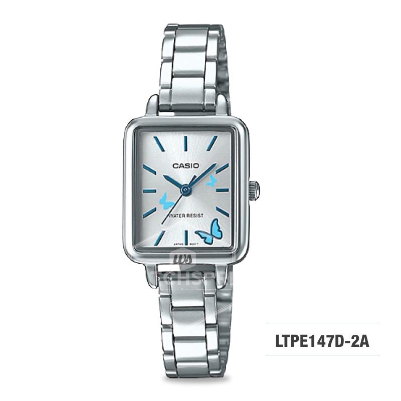 Casio Ladies' Fashion Standard Analog Silver Stainless Steel Watch LTPE147D-2A LTP-E147D-2A Watchspree
