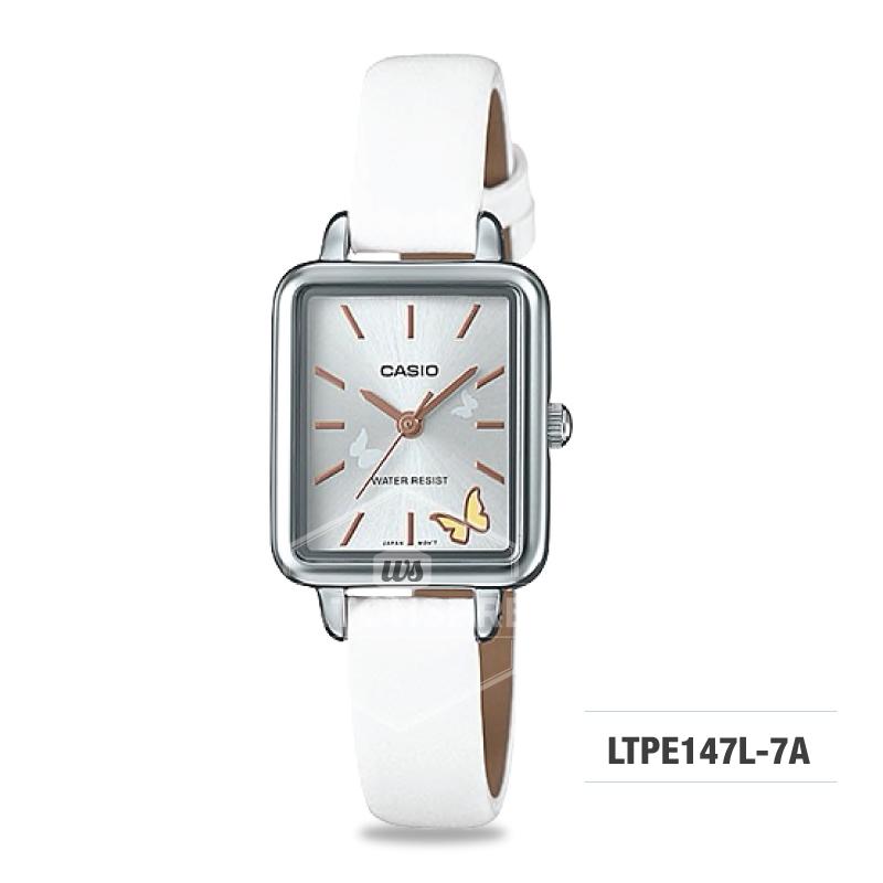 Casio Ladies' Fashion White Leather Strap Watch LTPE147L-7A LTP-E147L-7A Watchspree