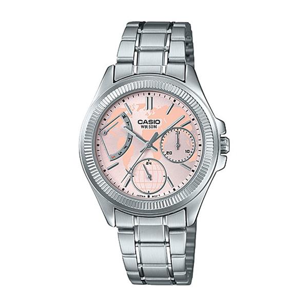 Casio Ladies' Multi-Hands Silver Stainless Steel Band Watch LTP2089D-4A LTP-2089D-4A Watchspree