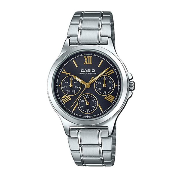 Casio Ladies' Multi-Hands Silver Stainless Steel Band Watch LTPV300D-1A2 LTP-V300D-1A2 Watchspree