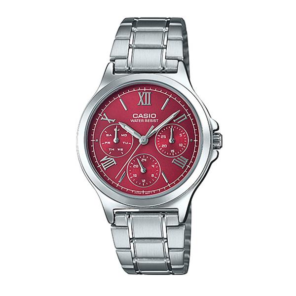 Casio Ladies' Multi-Hands Silver Stainless Steel Band Watch LTPV300D-4A2 LTP-V300D-4A2 Watchspree