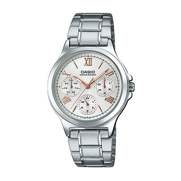 Casio Ladies' Multi-Hands Silver Stainless Steel Band Watch LTPV300D-7A2 LTP-V300D-7A2 Watchspree