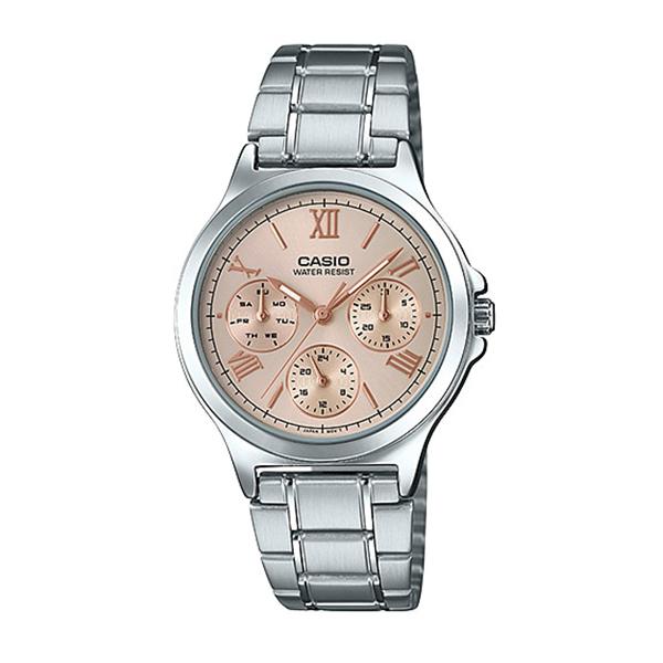 Casio Ladies' Multi-Hands Silver Stainless Steel Band Watch LTPV300D-9A2 LTP-V300D-9A2 Watchspree