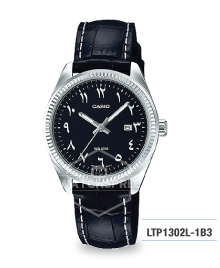 Casio Ladies' Standard Analog Black Leather Strap Watch LTP1302L-1B3 LTP-1302L-1B3 Watchspree