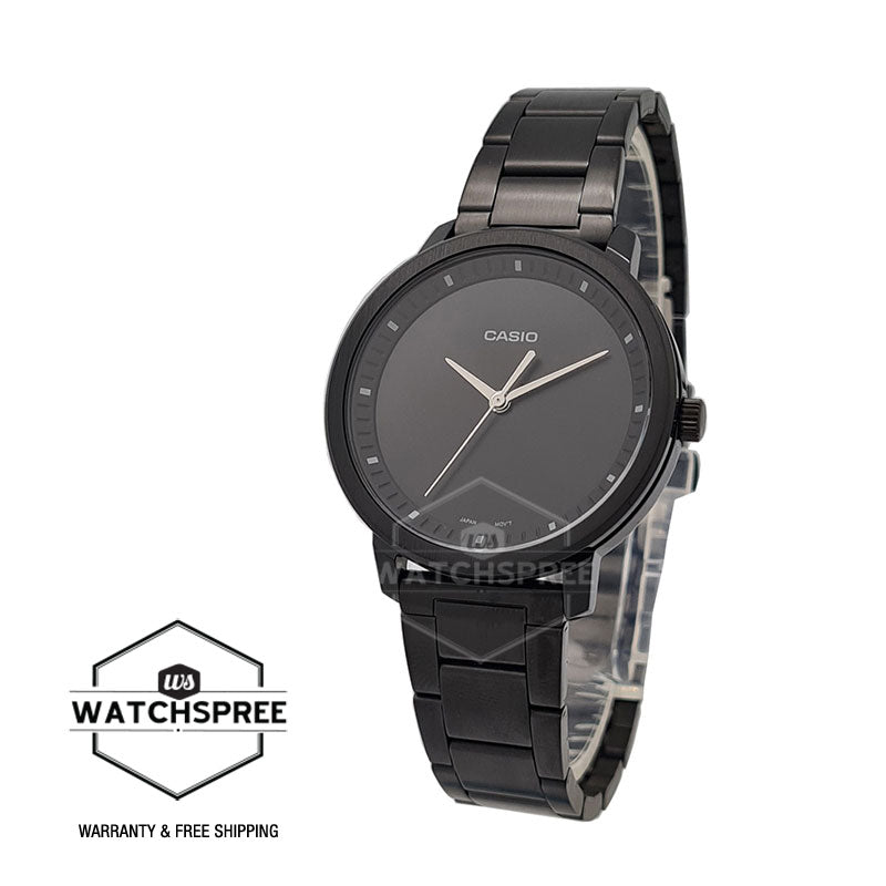 Casio Ladies' Standard Analog Black Stainless Steel Band Watch LTPB115B-1E LTP-B115B-1E Watchspree