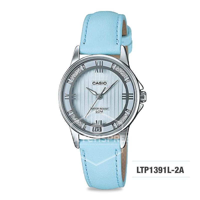 Casio Ladies' Standard Analog Blue Leather Strap Watch LTP1391L-2A LTP-1391L-2A Watchspree